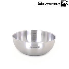 [SILVERSTAR] Stainless Steel Mixing Bowl Small 20cm – Durable, Stain & Odor Resistant, Built-In Measuring Scale, No-Spill Water Nozzle Design - Made in Korea